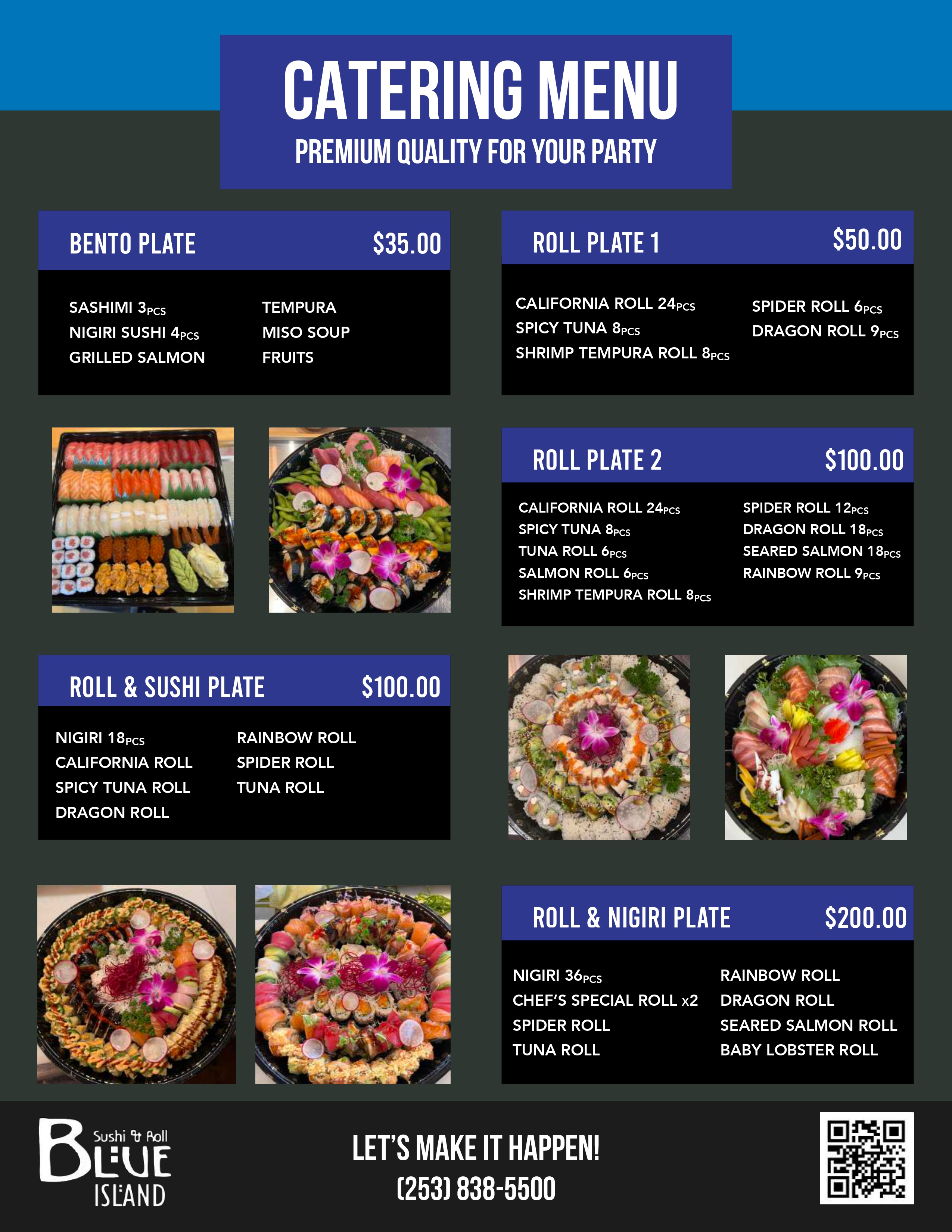 Blue Island Sushi & Roll Catering Menu