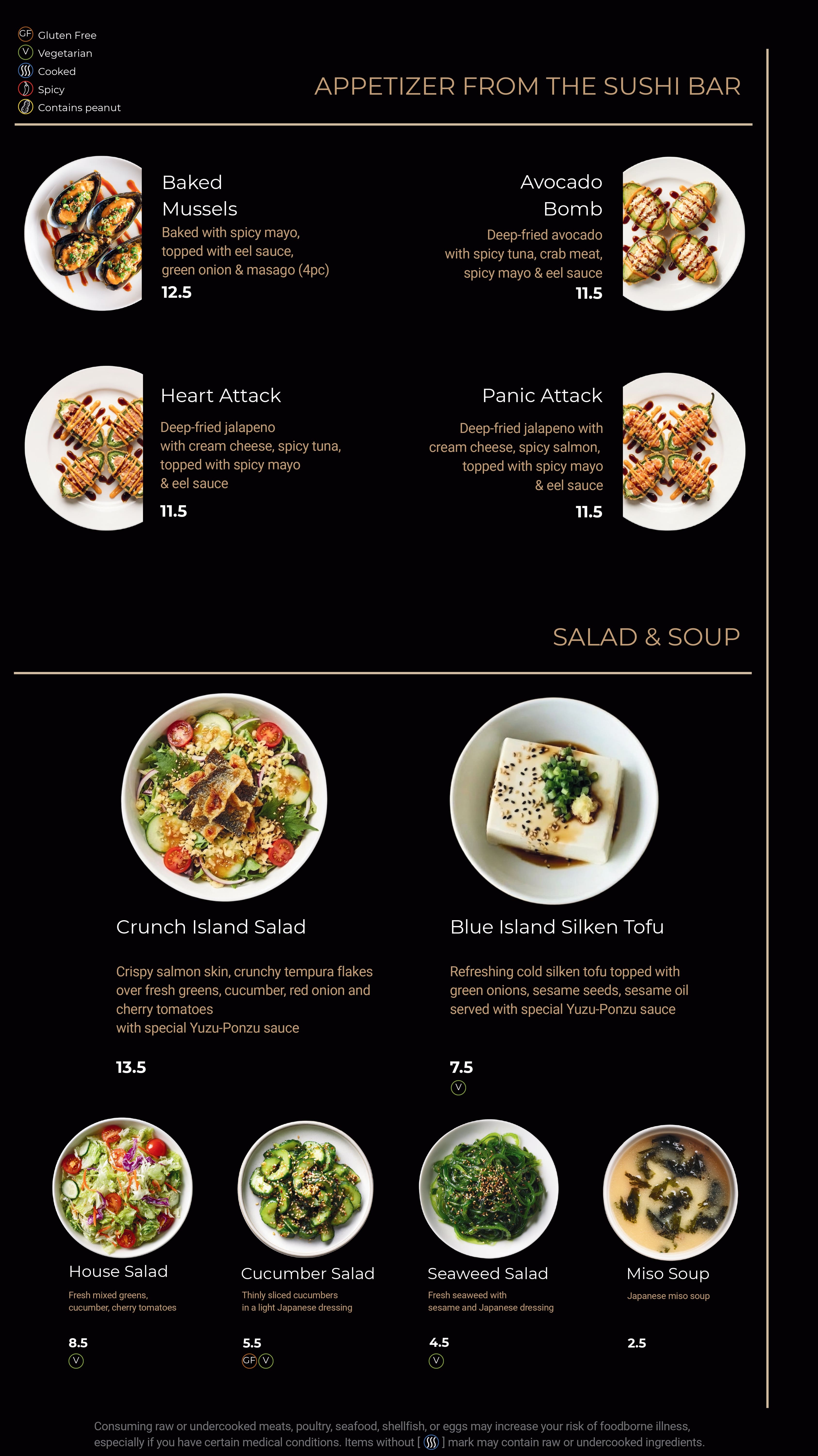 Blue Island Sushi menu page 2 - Deep Fried Roll: Golden Cali, Golden Philly, Spicy Ahi Tempura, Tiger, Ichiro, Las Vegas - Baked Roll: Lion King, Dynamite, Kamikaze, Baked Scallop