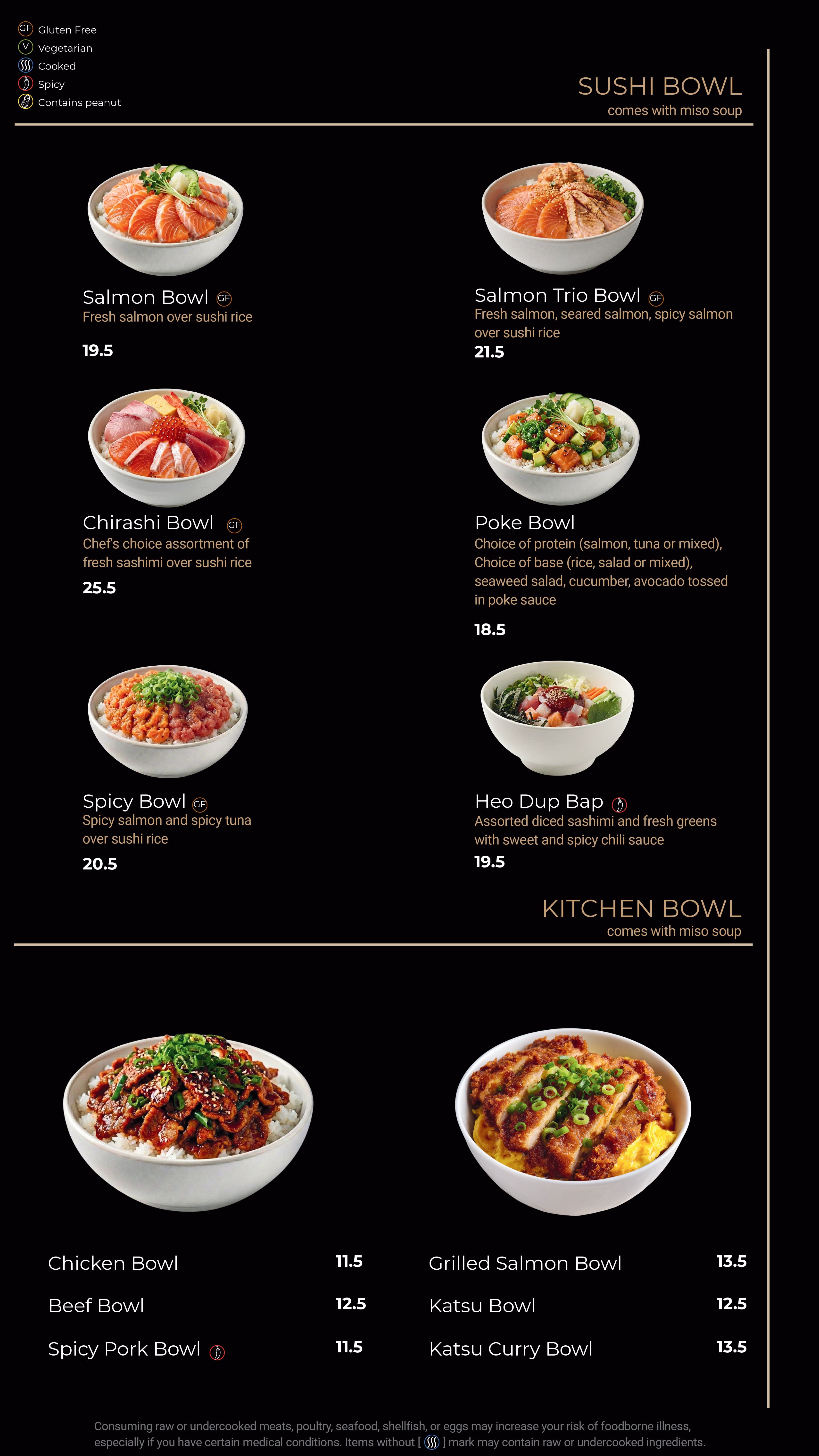 Blue Island Sushi menu page 8 - Appetizer from Kitchen: Agedashi Tofu, Soft Shell Crab, Edamame, Calamari Karaage, Chicken Karaage, Gyoza, Takoyaki, Shrimp Tempura, Shrimp Shumai, Vegetable Tempura, Crab Rangoon, Combo Tempura, Popcorn Shrimp, Hamachi Kama